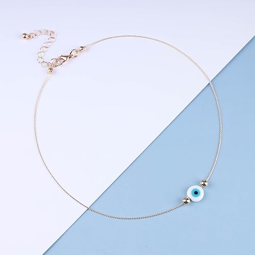 Miniatura 3 de YienDoo Gargantilla bohemia contra el mal de ojo, collar pequeño de protección contra el mal de ojo, collar con dije de ojo azul turco, gargantilla