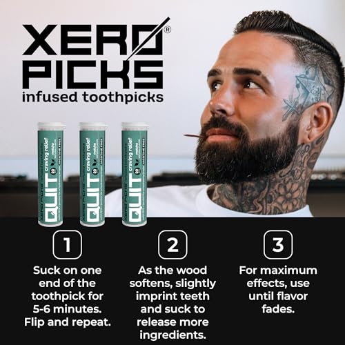 Image of Xero Picks Infused Flavored Toothpicks to Help Quit Smoking - Nicotine Free (Matcha, 3 Pack) Non-GMO Kosher Vegan