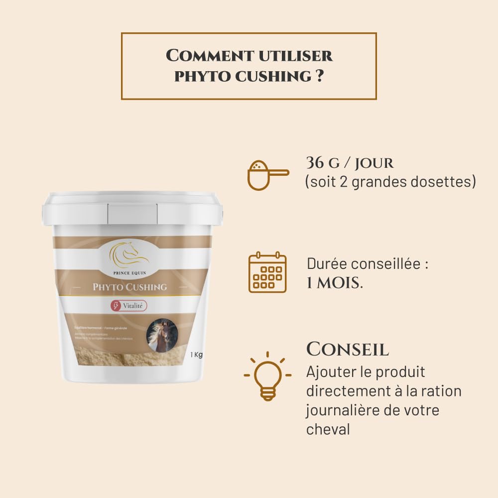 Phyto Cushing Complément nutritionnel Cheval 1 kg Gattilier Fenugrec Vitamine C Huile de Foie de morue Équilibre Hormonal Immunité Forme Marque Française
