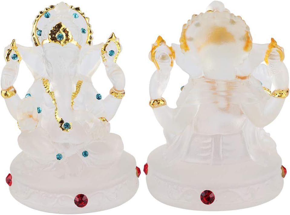 象の像、透明な象の神の飾り 仏像 ガネーシャ 象の神像 東南アジア ガネーシャの彫刻 家の装飾用