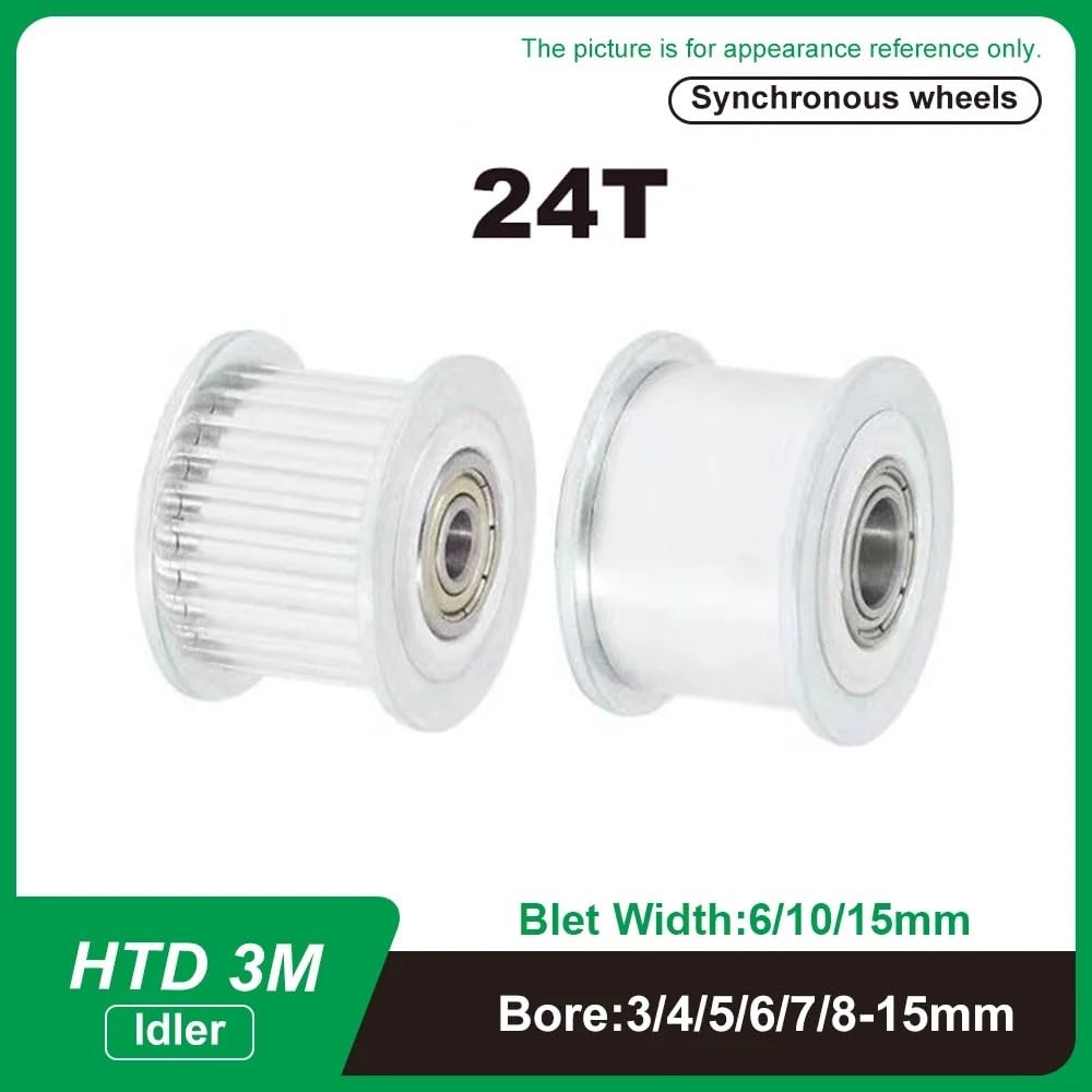 1 szt. HTD 3M koło pasowe luźne 24T otwór 3-15mm z łożyskiem do paska 10mm(Bore 4mm No teeth,10pcs)