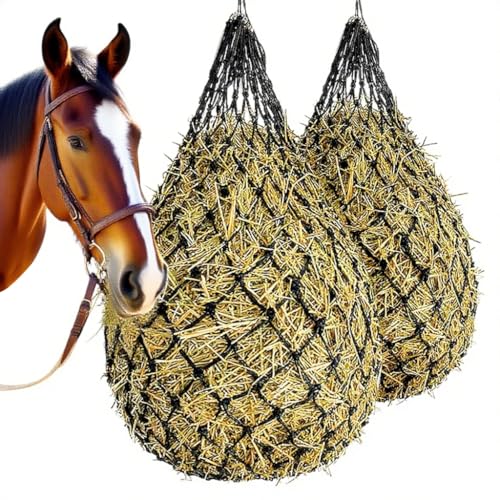 2 Redes para Heno, Red para Heno para Caballos, Malla Tupida, Redes para Piensos, Controla la Velocidad de Alimentación, Malla Tupida para Reducir El Desperdicio de Pienso