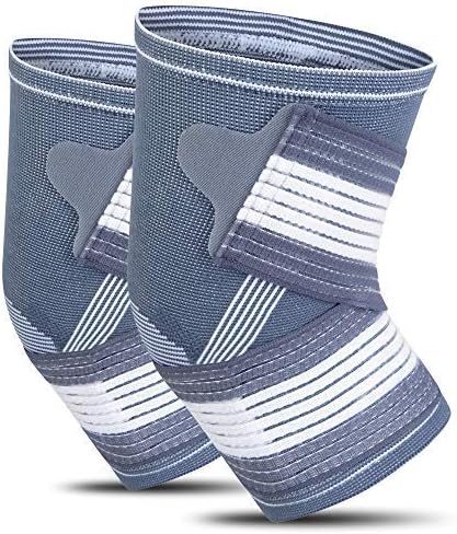 Bionix Elbow Brace Support - Adjustable Compression Strap - Breathable Elastic Arm Supports for Tendonitis, Arthritis, Golfers and Tennis Elbow - Elbow Support for Men Women (Grey, L, Pack of 2)