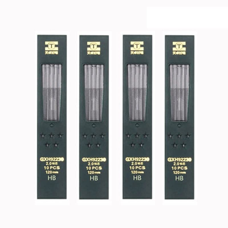 Lápiz mecánico de Metal de 2,0 mm, lápiz automático, Minas reemplazables 2B y HB, lápiz automático para Arte (1 lápiz) (4 Minas HB)