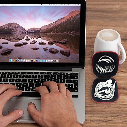 6 Pcs Square Portable Earbuds Case With Carabiners & 2 Headphone Cable Clip, Senhai Mini Hard Eva Carrying Case Storage Bag For Earphone Earbuds Bluetooth Headset U Disk - 6 Colors #TOP7