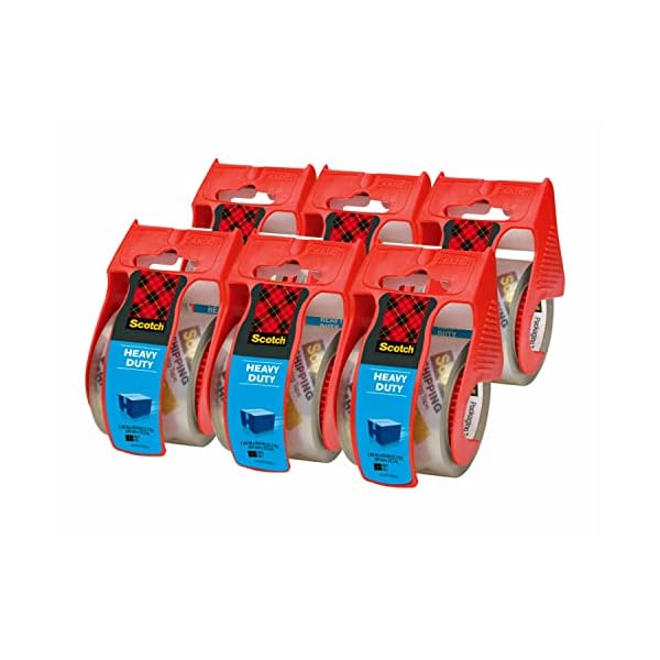 Scotch-Heavy-Duty-Packaging-Tape-188-x-222-yd-Designed-for-Packing-Shipping-and-Mailing-Strong-Seal-on-All-Box-Types-15-Core-Clear-6-Rolls-with-Dispenser-142-6 Scotch-Heavy-Duty-Packaging-Tape-188-x-222-yd-Designed-for-Packing-Shipping-and-Mailing-Strong-Seal-on-All-Box-Types-15-Core-Clear-6-Rolls-with-Dispenser-142-6