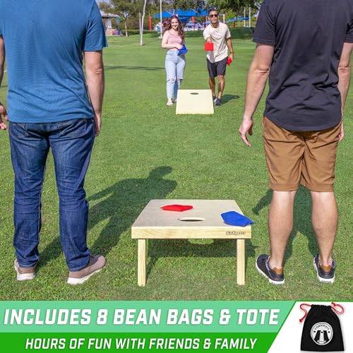 GoSports Solid Wood Premium Cornhole Set - Choose Between 4 Feet x 2 Feet or 3 Feet x 2 Feet Game Boards, Includes Set of 8 Corn Hole Toss Bags - Image 5