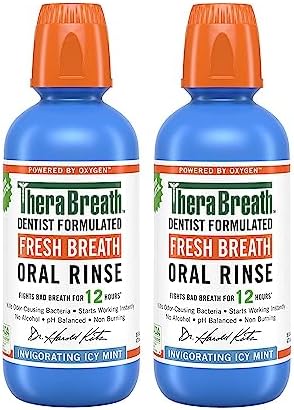 TheraBreath Fresh Breath Dentist Formulated Oral Rinse, ICY Mint, 16 Fl Oz