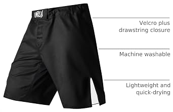LAFROI Mens MMA Cross Training Boxing Shorts Trunks Fight Wear with Drawstring and Pocket-QJK01