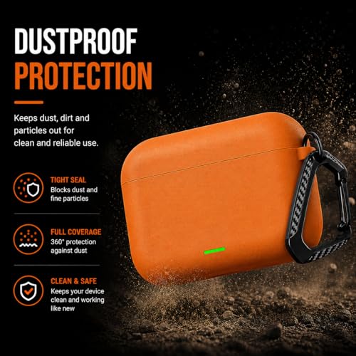 Image of Anvique Silicone Case Cover for Realme Buds T500 Pro, Shockproof Protective Earbuds Cover with Keychain Hook, Anti-Scratch Soft Silicone Skin, Full Body Protection Case (Orange T)