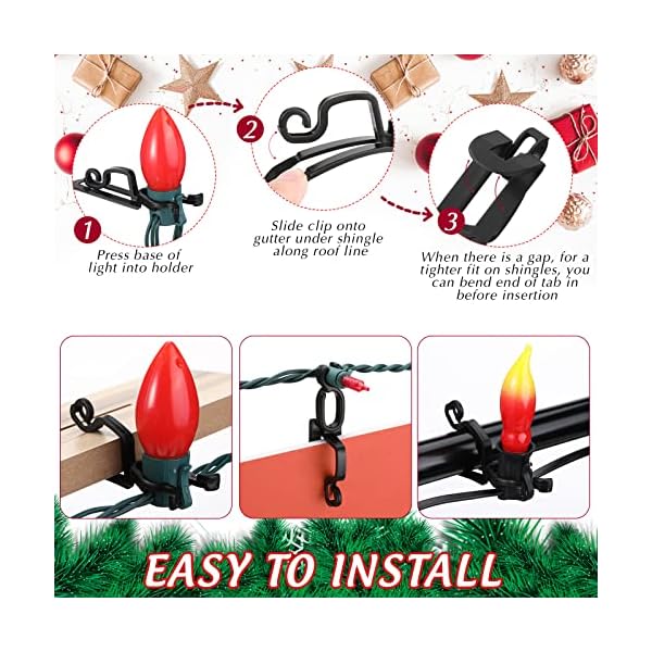 40 pieces christmas light clips light gutter shingle clips plastic c7 c9 light clip for christmas party decorations - image 4