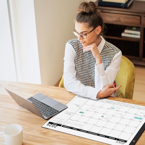 Image of Ospelelf Desk Calendar 2026-2027 Large 22 inchx17 inch Monthly Family Planner Pad with Protective Cover 18 Months Use July 2026 to December 2027 Black