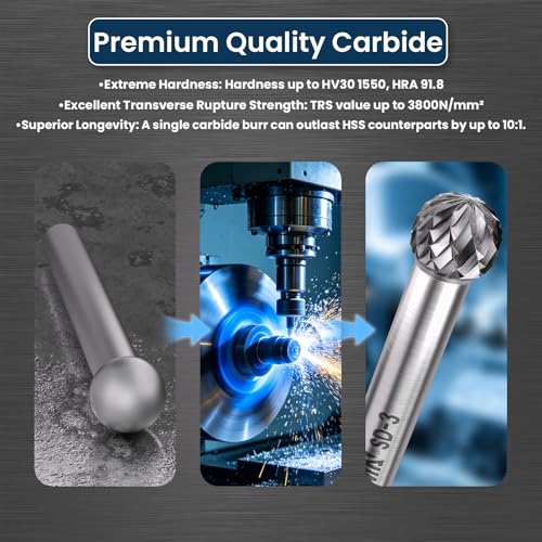 Image of LU&MN SD-3 Tungsten Carbide Burr, 3 /8 inch Head 1 /4 inch Shank, 4 Pcs