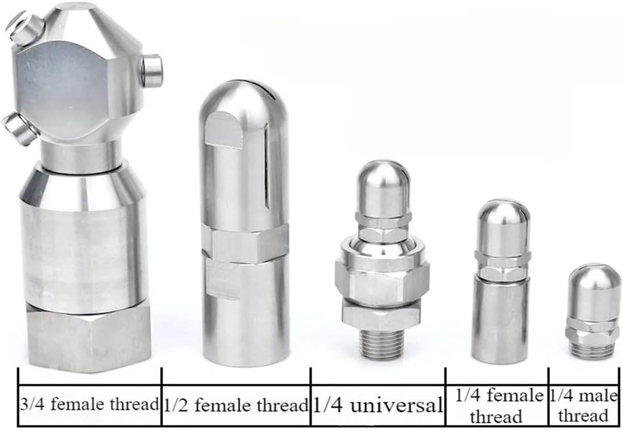 Stainless Steel 360 Degree Automatic Rotating Fan-shaped Nozzle Bottle Can Cleaning Industrial Spray Nozzle(1/2in-F80)