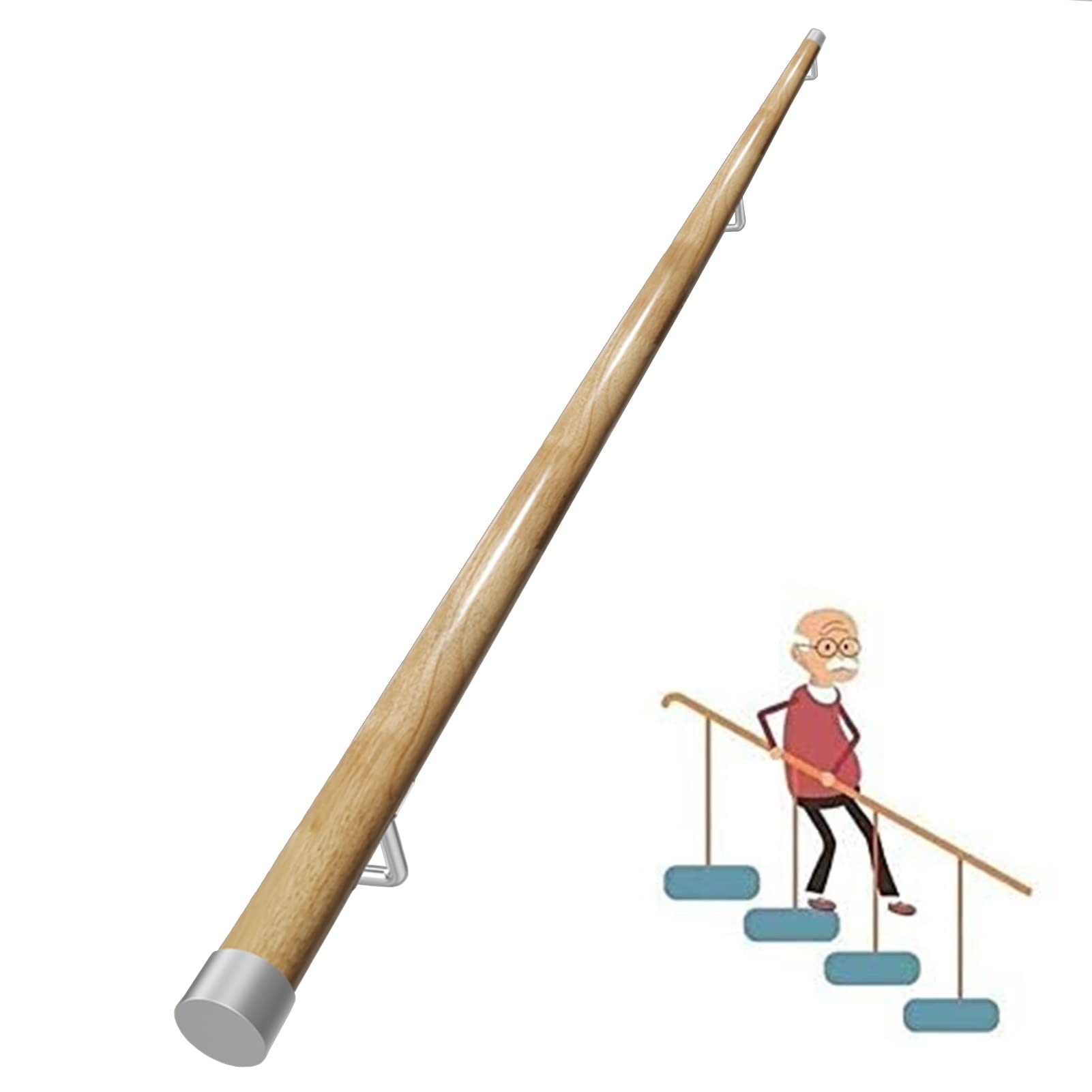 Pasamanos de madera para niños y mayores barra de apoyo anticaídas en la escalera de casa