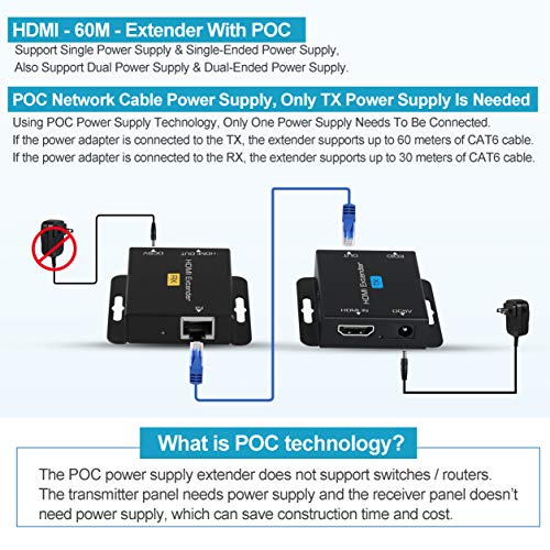 Avedio Links 196Ft/60M Hdmi Extender Over Cat 5E/6/7, Avedio Links 1080P@60Hz Hdmi Ethernet Extender Adapter thumb #1