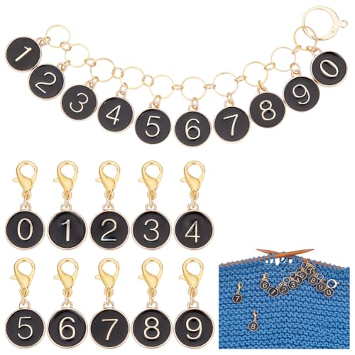 BENECREAT 11Pcs Number Stitch Marker Charms