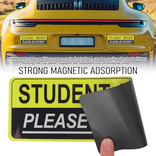 Image of 2PCS Student Driver Magnet for Car,Reflective Student Driver Sticker Magnet for Car Makes Others Quickly Recognize Novice Drivers,Magnetic Students Drivers Sticker for Cars