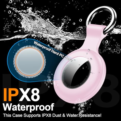 Image of 1|2|4Pack for Apple AirTag Holder,for Air Tag 2nd &1st Genaretion,Waterproof GPS Tracker Air Tag Keychain with Cover Anti-Scratch Silicone for Air-Tag Case for Pets,Kids,Bags,Luggages-Pink+Purple