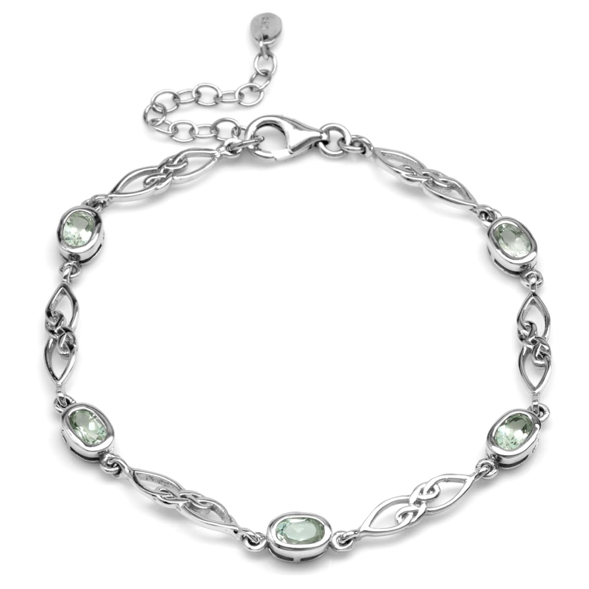 Silvershake Birthstone Gemstones White Gold Plated or Yellow Gold Plated 925 Sterling Silver Scroll/Filigree Celtic Knot Weave 7.25 to 8.75 Inch with Adjustable Extension Bracelet Jewelry for Women