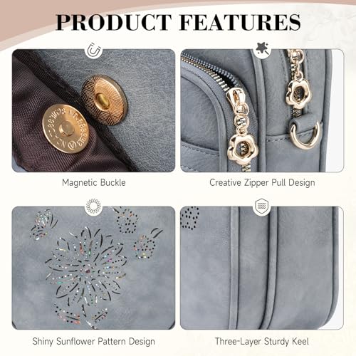 Image of Small Crossbody Bags for Women, RFID Phone Purse with Card Slots, Triple Compartments Lightweight Shoulder Bag