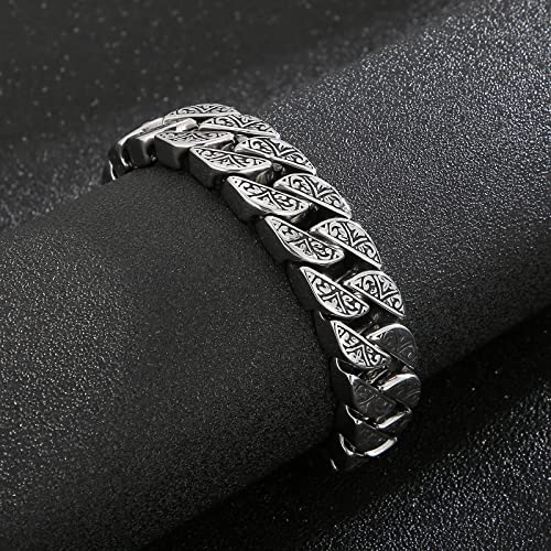 Ivy Engraved Chain Bracelet For Men Silver Personalized Jewelry For Men Bracelet Stainless Steel 7.68in/8.07in/8.46in/8.85in/9.25in3