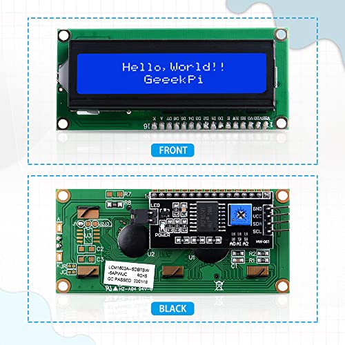 Geeekpi 464 2-Pack I2C 1602 Lcd Display Module 16X2 Character Serial Blue Backlight Lcd Module thumb #1
