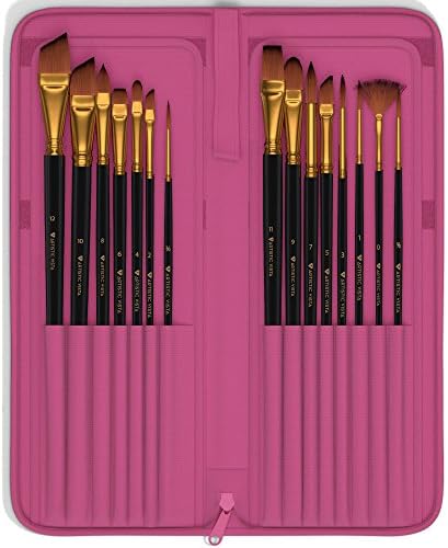 Artistic Vista - Paint Brushes | Complete 15 Piece set. Perfect for Acrylic, Watercolor, Gouache, Oil, & Face painting.
