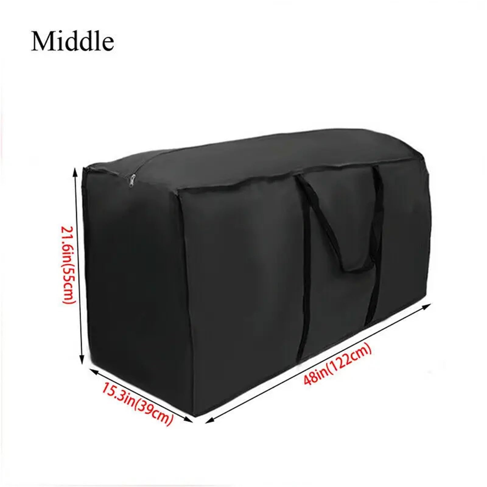 Borsa portaoggetti nera in tessuto Oxford resistente e impermeabile, coperture for set di mobili da giardino, organizer Per Cuscini(122x39x55cm)