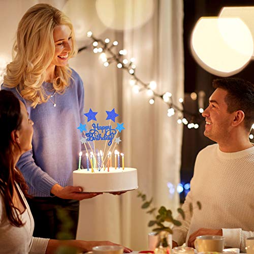 VAINECHAY Verjaardagstaartversieringen Meisje Gelukkige verjaardagstaarttoppers Jongen Blauwe ster Cupcake-decoraties… - Image 5