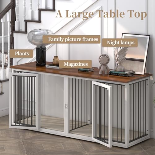 Large-Dog-Crate-Furniture-for-2-Dogs-716-Pro-XXL-Heavy-Duty-Dog-Kennel-Furniture-with-Divider-Steel-Frame-Indoor-Double-Dog-Crate-for-Large-Medium-Small-Dogs-Warm-White Large Dog Crate Furniture for 2 Dogs 716 Pro XXL Heavy Duty Dog Kennel Furniture with Divider Steel Frame Indoor Double Dog Crate for Large Medium Small Dogs Warm White