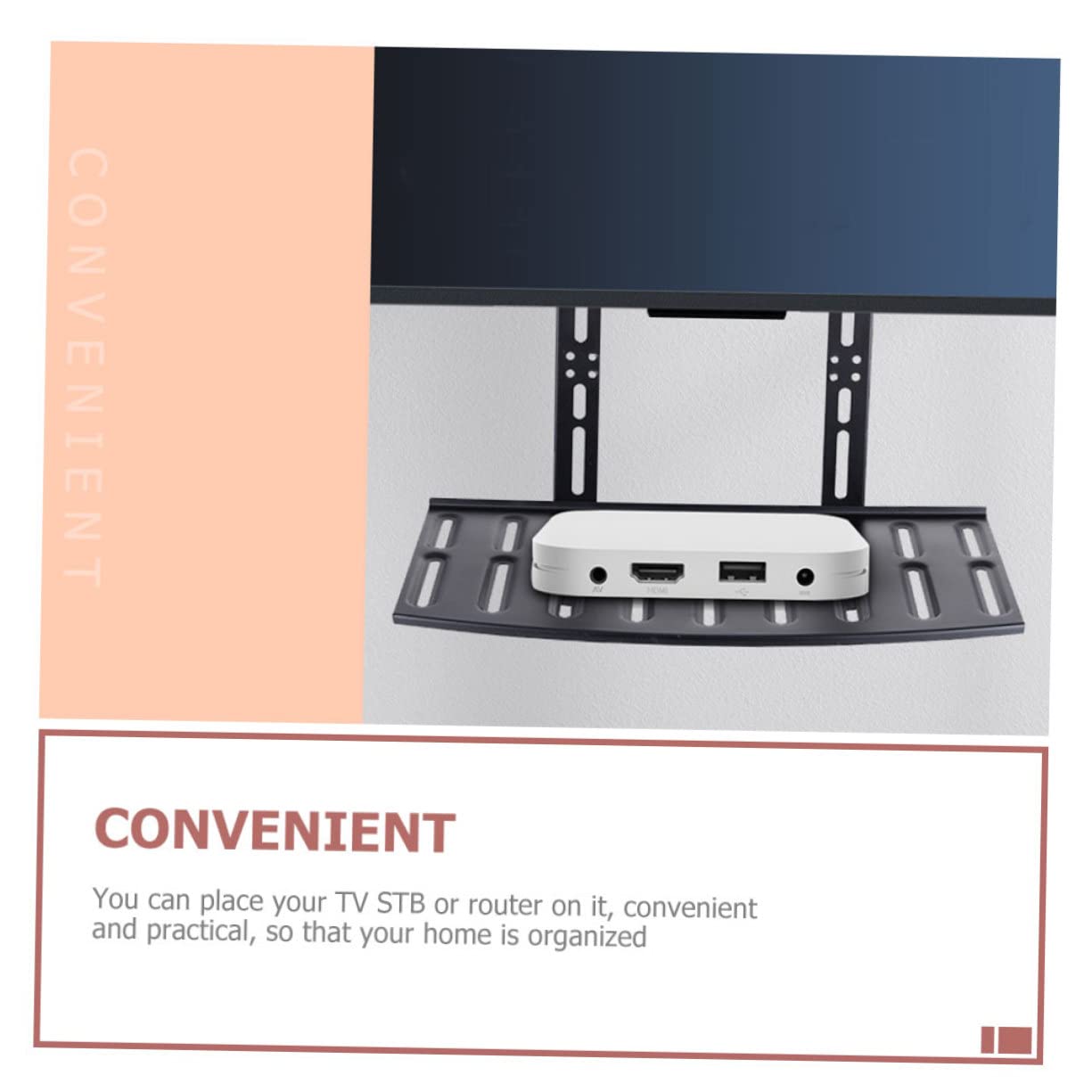 IMIKEYA Supporto Organizzatore Scaffale da Parete Installazione senza Foratura in Acciaio Laminato a Freddo Nero per Router Wifi per Ripiano Superiore Tv