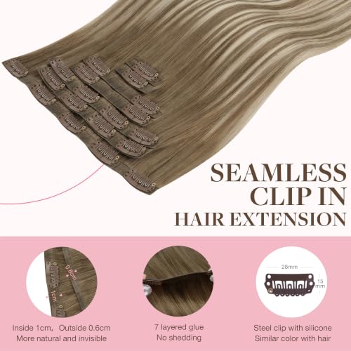 Image of GOO GOO Seamless Clip in Hair Extensions Real Human Hair Remy Extensions