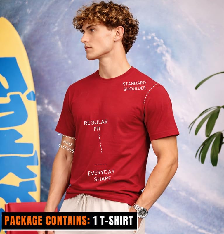 Image of Sleepynuts Men's Regular Fit Round Neck Half Sleeves Solid Casual Wear T-Shirt