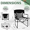 Romswi Director Chairs for Outdoor, Folding Camping Chair, Compact Directors Chair Side Table and Side Bag, Heavy Duty Oversize Seat for Beach Fishing Picnic Chairs, Holds up to 300 lbs Black 2 Pcs