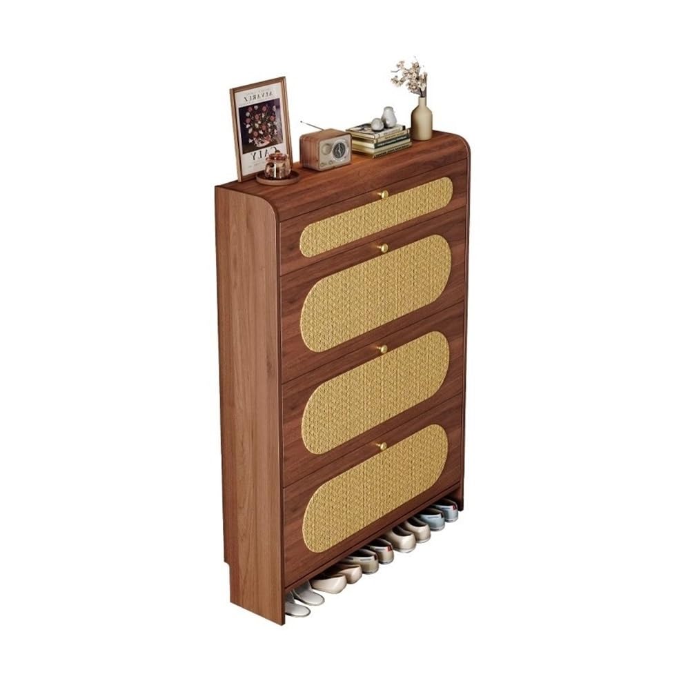 Shoe Cabinet with Doors Freestanding Shoe Cabinet with 3 Flip Drawers, Modern Narrow Organizer for Hallway and Entryway (Natural) Shoe Rack Entryway