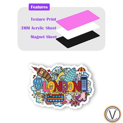 Image of London Acrylic Fridge Magnet - UV Texture Printed, Stylish Multicolor Magnet for Fridge, Wardrobe & Metal Surfaces, Pack of 1 (London)
