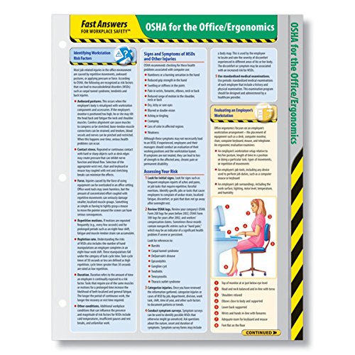 ComplyRight OSHA Ergonomics Standard Fast Answers Reference Card