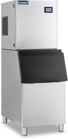 ICECASA Commercial Ice Maker Machine Stainless Steel 350 lbs/24H with 220 lbs Storage