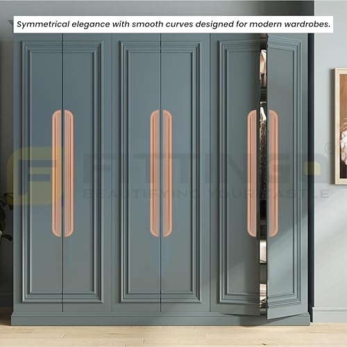 Image of VEZEL Aluminium Wardrobe Handle - Modern Cabinet Pull for Wardrobe, Drawer & Cabinet Furniture, PVD Rose Gold, 900mm - Pack of 2-| 3 Years Warranty |
