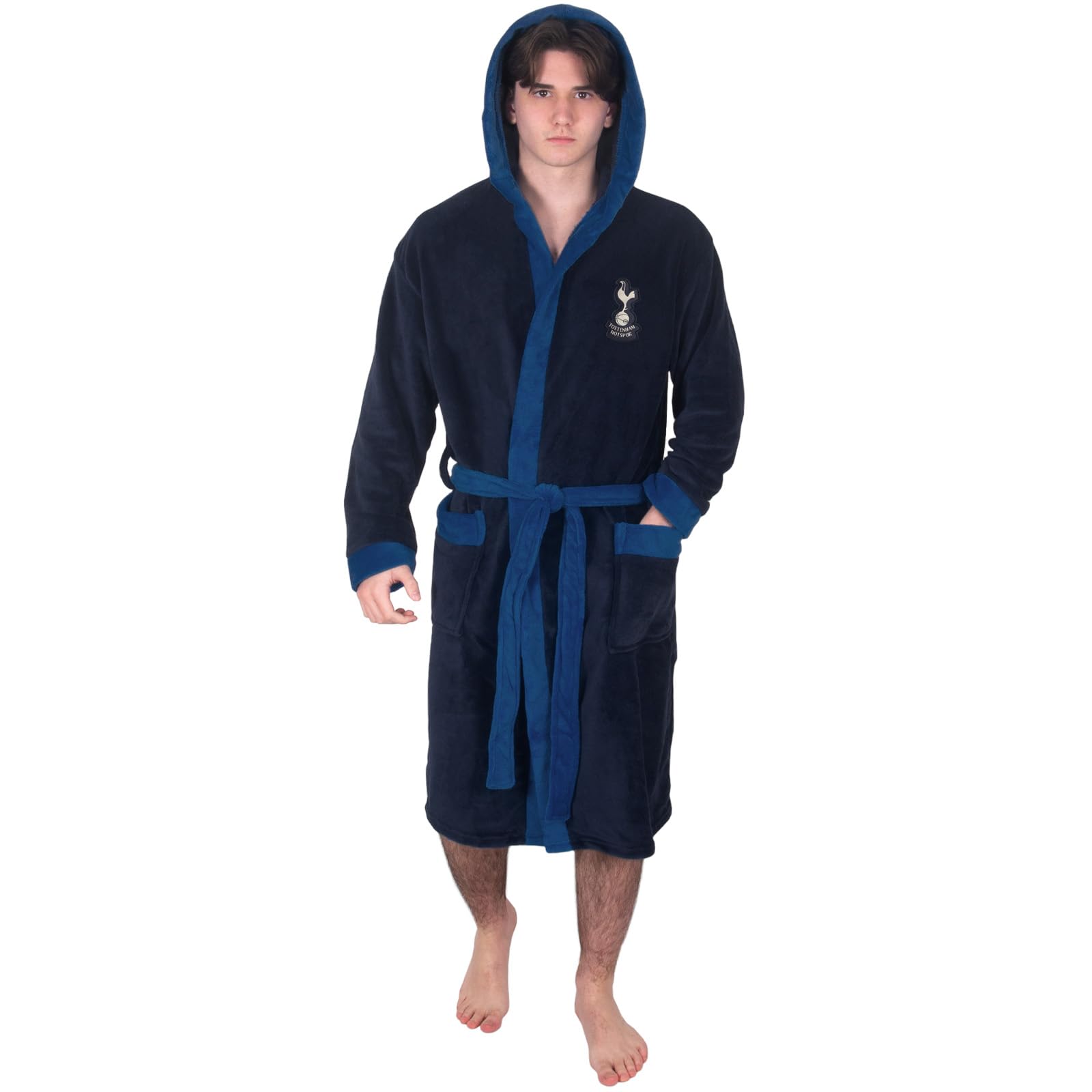Tottenham Hotspur FC Official Gift Mens Fleece Dressing Gown Robe Navy XXL