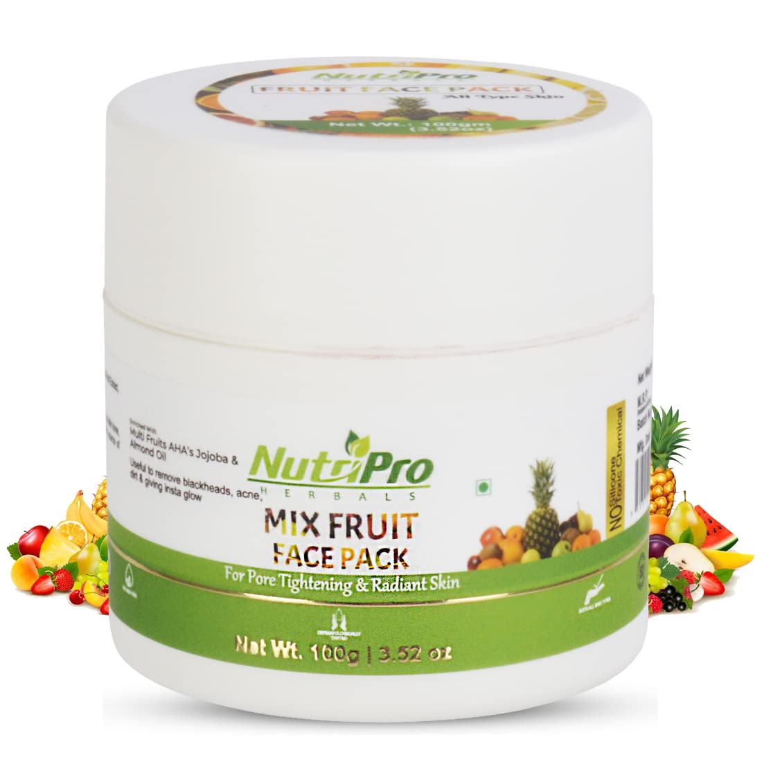 NUTRIPROFruit Face Pack For All Skin Types, 100gm |Helps Brighten & Glowing Skin | With Oragne Fruit Extract & Lemon Fruit Extract | No Paraben & Sulfate