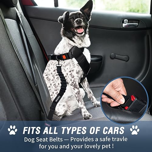Image of COOYOO Dog Seat Belt,3 Piece Set Retractable Dog Car Adjustable Seatbelts for Vehicle Nylon Pet Safety Heavy Duty & Elastic & Durable Car Harness for Dogs