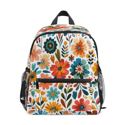 ALAZA Flower Floral Leaves Toddler Backpack Kid's School Bag Preschool Kindergarten Elementary School for Boys Girls