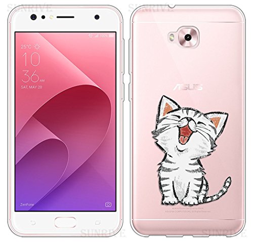 Sunrive Cover Per Asus Zenfone 4 Selfie ZD553KL 5,5 pollici, Custodia Case in molle Trasparente TPU silicone Morbida Flessibile Pelle Antigraffio protettiva(tpu Gatto 2)