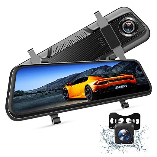 VanTop H609 Dual 1080P Mirror Dash Cam with 10" IPS Full Touch Screen w/Waterproof Backup Rear View Camera, Night Vision, Parking Monitor, Loop Recording