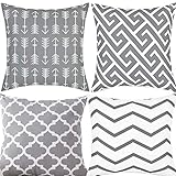 Geometric Striped Throw Pillow Cover Monochrome Decorative Farmhouse Pillow Cases Soft Microfiber...