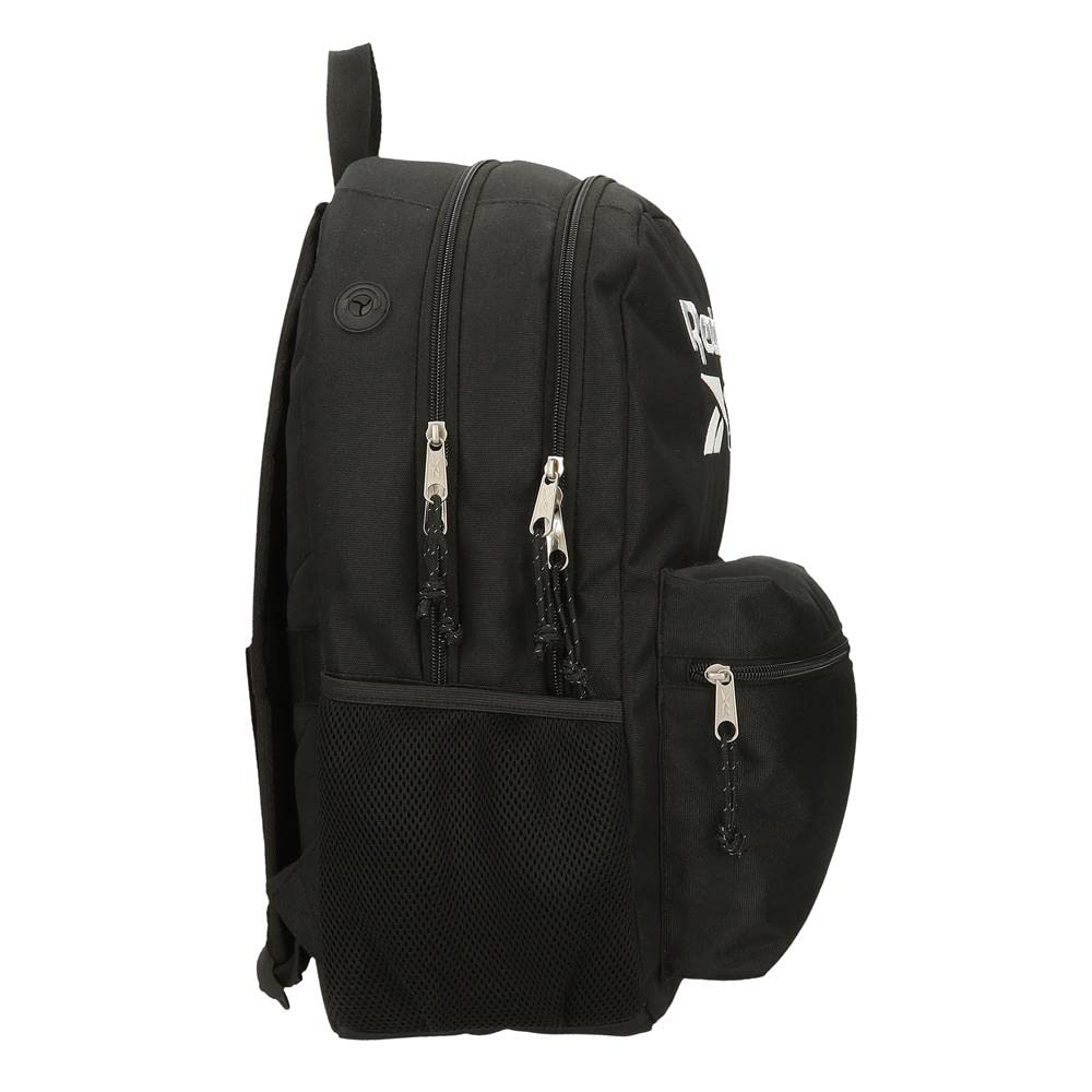 Reebok Boston Sac à Dos Scolaire Double Compartiment Noir 31x44x15 cms Polyester 20,46L