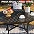 PHI VILLA 5 Piece Outdoor Dining Table Set for 4, 42” Round Steel Dining Table with Umbrella Hole & 4 Black Stacking Metal Chairs for Patio, Deck, Yard, Porch
