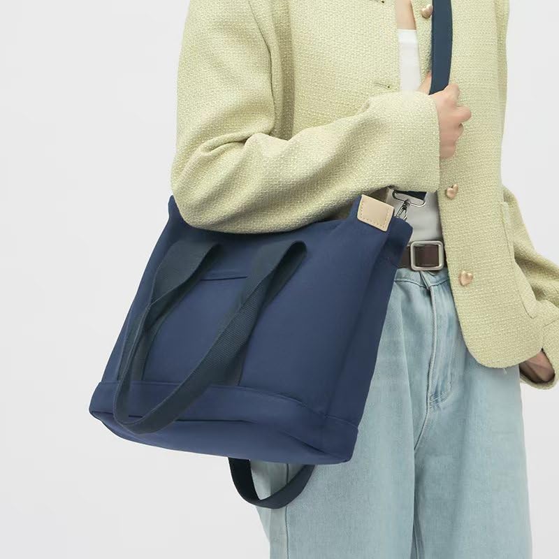 Bolso tote de lona para mujer de 2E-youth, gran capacidad, múltiples bolsillos, bandolera y tipo satchel miniatura 3